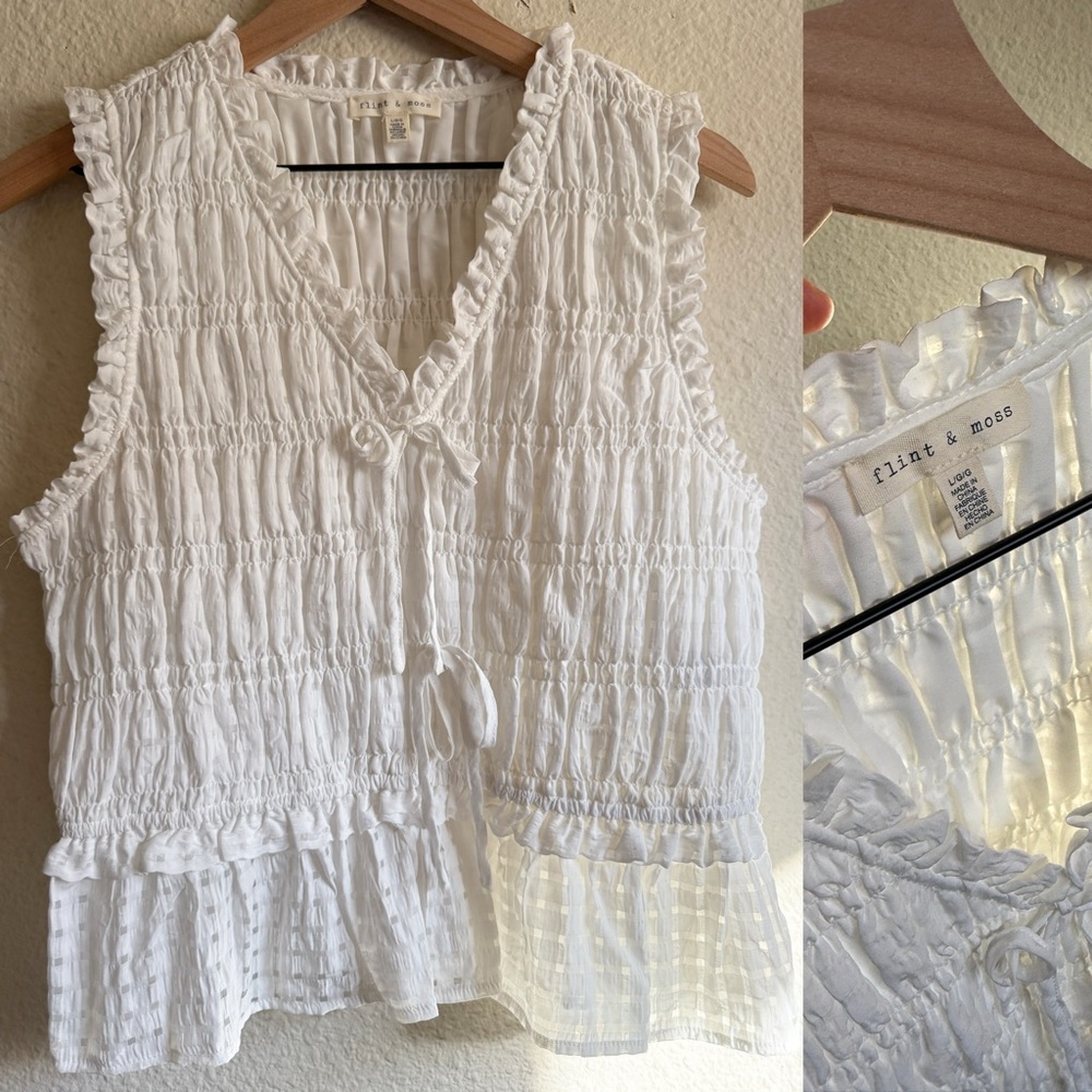 Flint & Moss White Sleeveless Top-size L